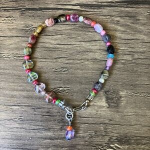 NWOT purple, green and multi tourmaline and glass bead bracelet